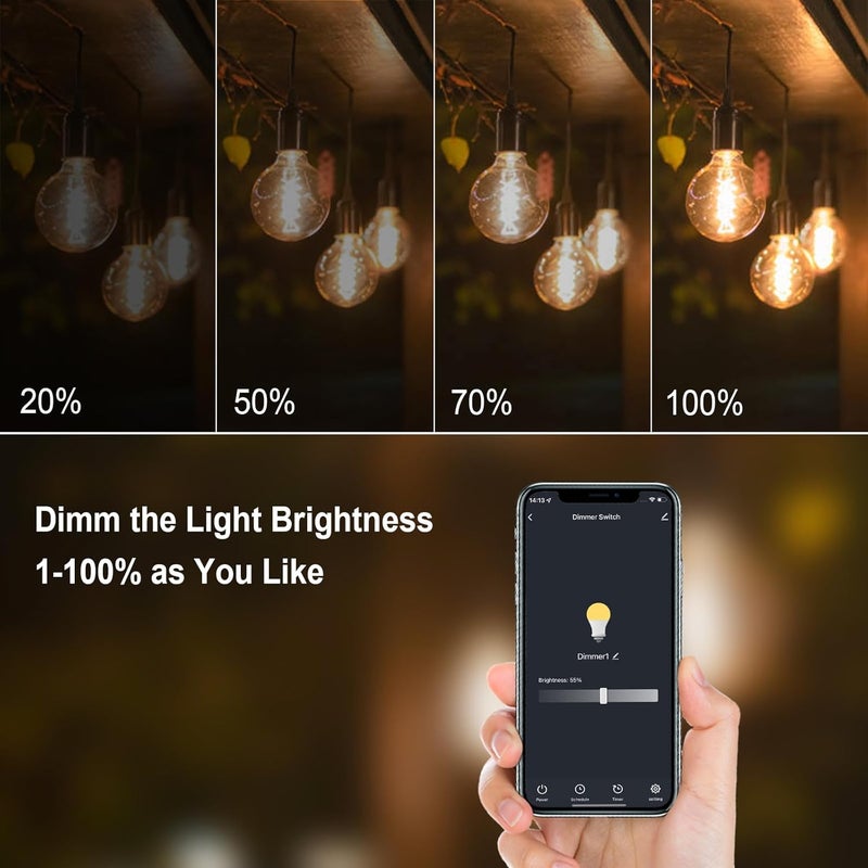 New One Smart Dimmer Plug Outdoor, Outdoor Smart Plug Waterproof, IP65 Smart Outlet, 2.4Ghz WiFi Dimmable Smart Plug Compatible with Google Assistant, Alexa, Smart Life - Image 2